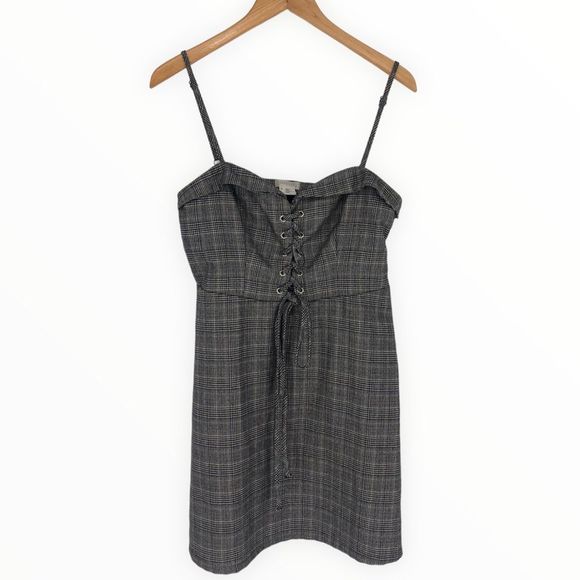 Cooperative Corset Tie Up Fit and Flare Sweetheart Neckline Plaid Dress size 8 - Picture 4 of 15